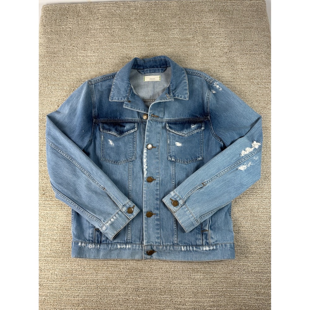 J Brand Acamar Jacket Jimbus Distressed Light Wash Denim Trucker Jacket JB002081